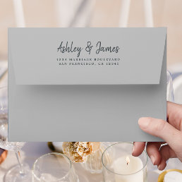 Script Gray Wedding Return Address Envelope