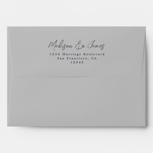 Script Gray Wedding Return Address Envelope