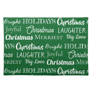 Script Green Custom Messages for Christmas Cloth Placemat