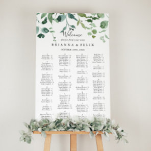 Script Green Foliage Alphabetical Seating Chart