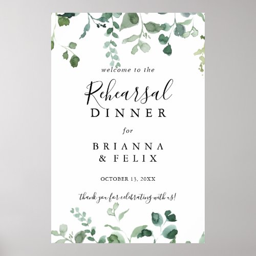 Script Green Foliage Rehearsal Dinner Welcome  Poster