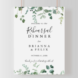 Script Green Foliage Rehearsal Dinner Welcome  Poster