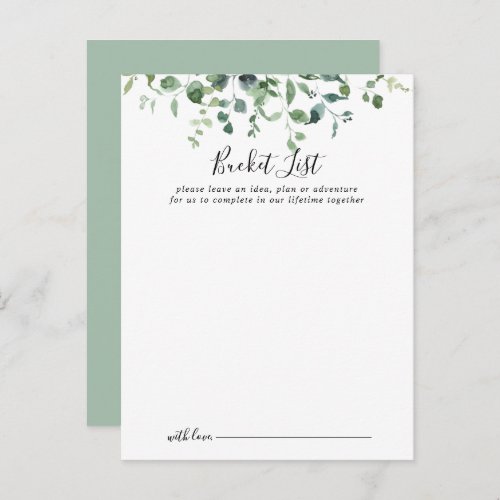 Script Green Foliage Wedding Bucket List Cards