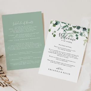Script Green Foliage Wedding Welcome Letter