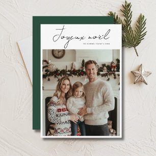 Script Green Joyeux Noël Frech Christmas Photo Holiday Card
