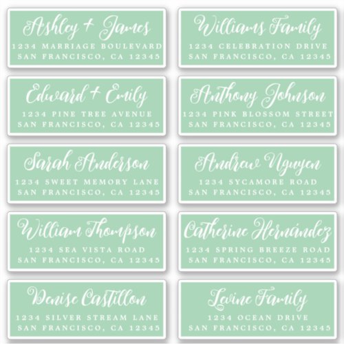 Script Green Wedding Guest Address Labels