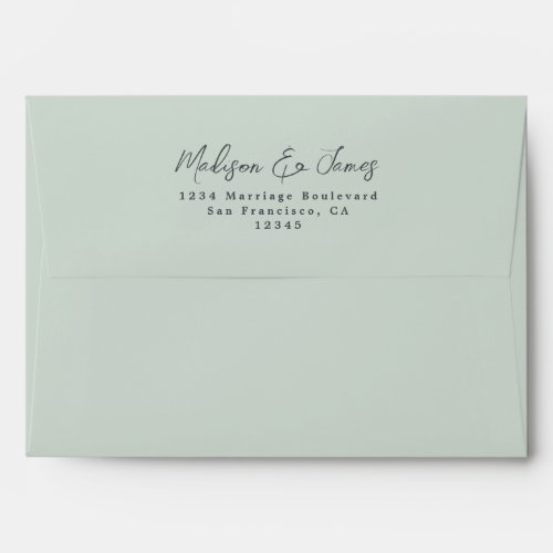 Script Green Wedding Return Address Envelope