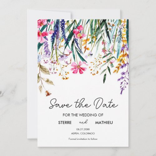 Script Greenery Wildflowers Save The Date