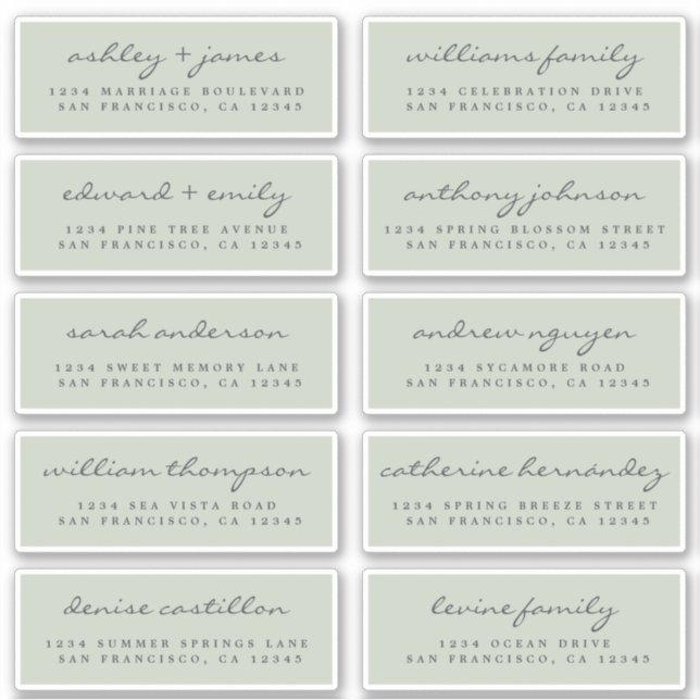 Script Guest Address Labels ORDER 6” or 8” sheet! (Front)