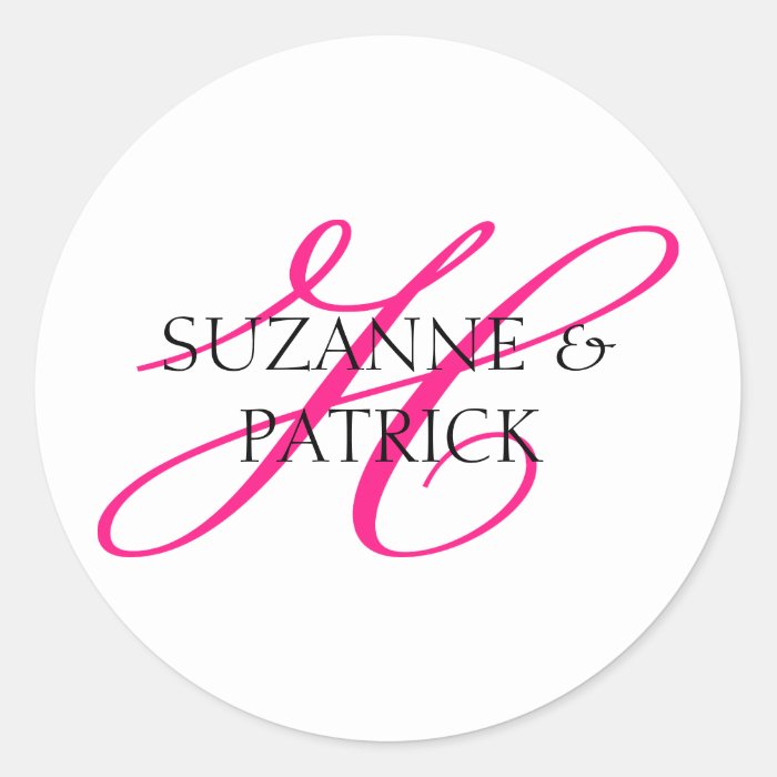 Script H Monogram Labels (Hot Pink / Black) Stickers