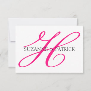 Script H Monogram Notecard (Hot Pink / Black)