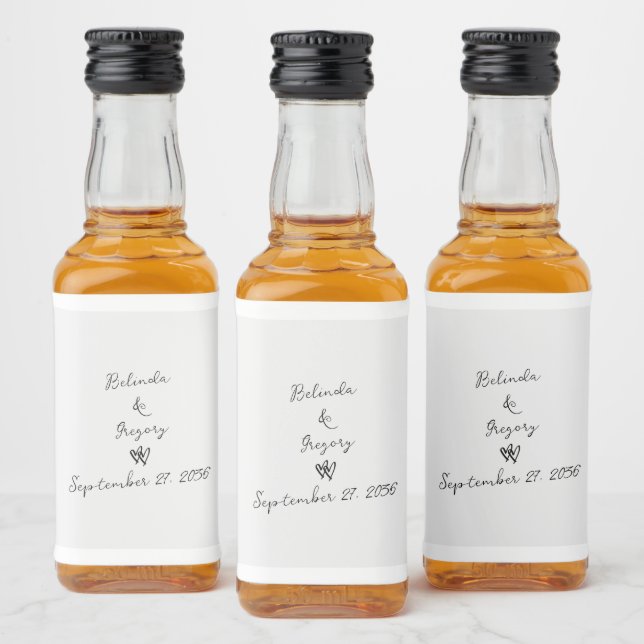 Script Hand Written Typography Wedding Favor Liquor Bottle Label (Bottles)