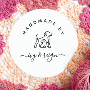  Script Handmade by Custom logo  Classic Round Sticker