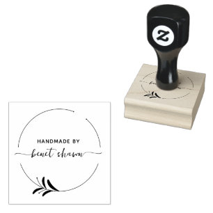 Script Handmade by Name Mini Rubber Stamp