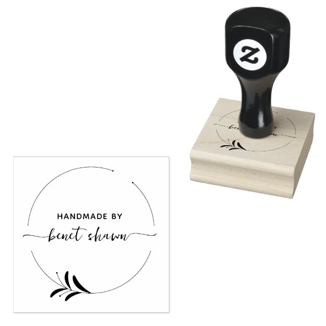 Script Handmade by Name Mini Rubber Stamp (Stamped)