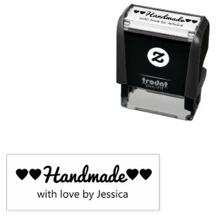 Script Handmade with Love by Your Name and Hearts Self-inking Stamp