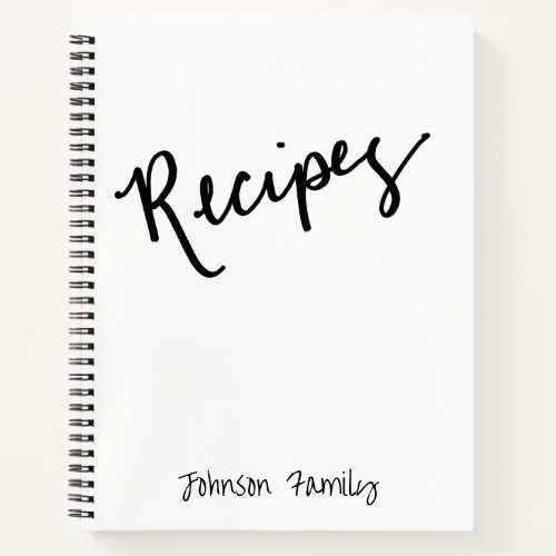 Script Handwriting Minimalist Recipe Book