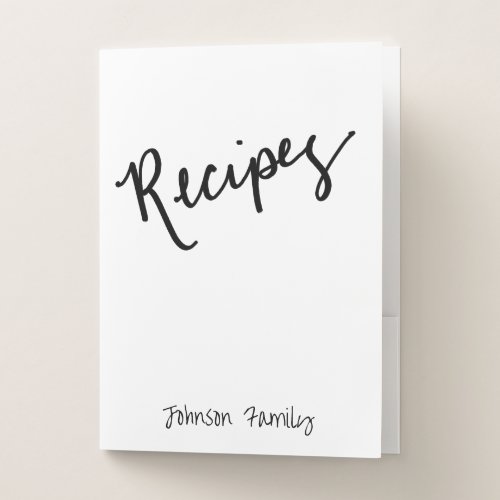 Script Handwriting Minimalist Recipes Pocket Folder