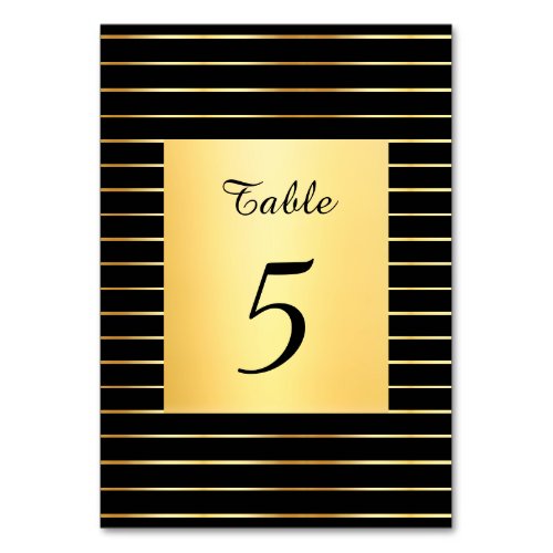Script Handwritten Black And Gold Elegant Template Table Number