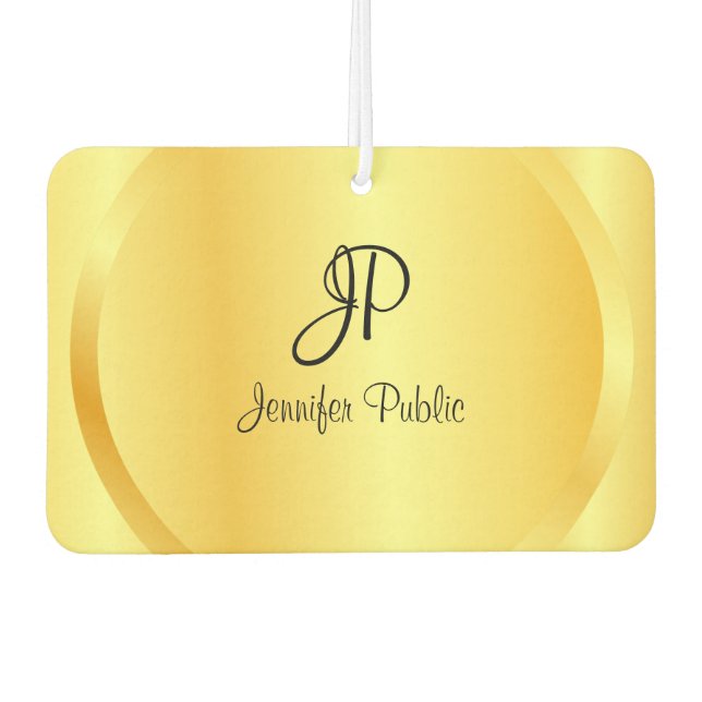 Script Handwritten Monogram Faux Gold Template Air Freshener (Front)