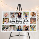 Script Happy Birthday Modern Photo Collage Party Foam Board<br><div class="desc">Add a stylish personalized Happy Birthday wish to party decorations with a modern 12 photo collage 22"x36" foam board sign. The pictures and all wording on this template are simple to customize. The colors and font styles are easy to change with the Zazzle Design Editor tool. The black and white...</div>