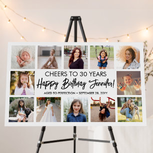 Script Happy Birthday Modern Photo Collage Party Foam Board
