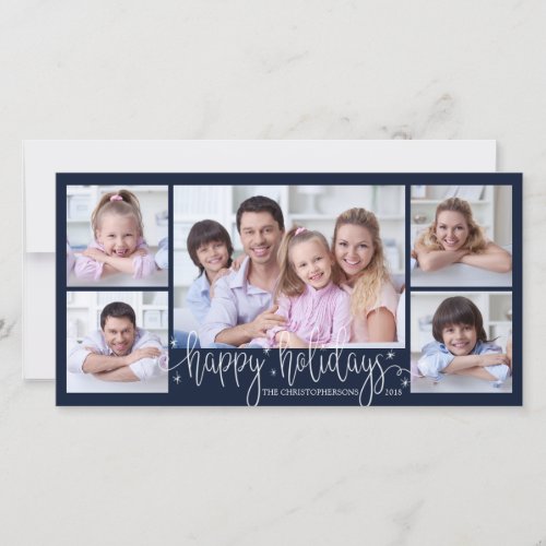 Script HAPPY HOLIDAYS  5 Photos Holiday Card