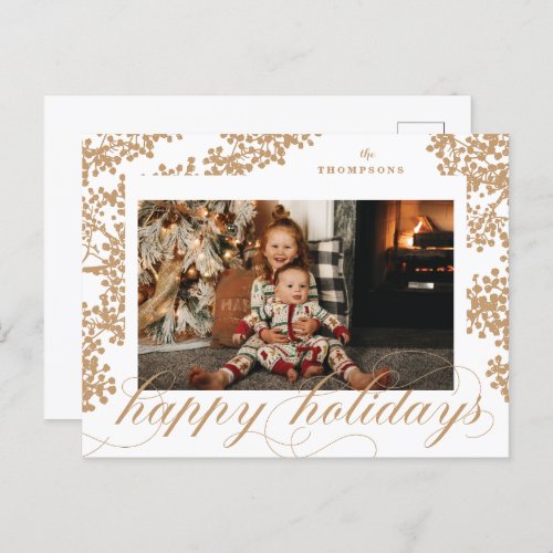 Script Happy Holidays Foliage Photo Postcard