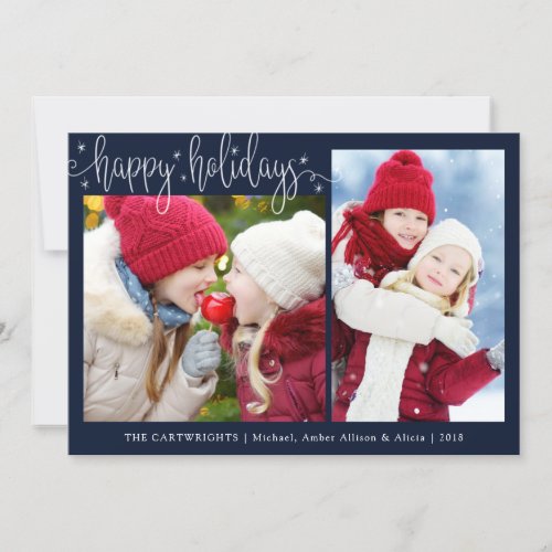 Script HAPPY HOLIDAYS  Stars Holiday Card