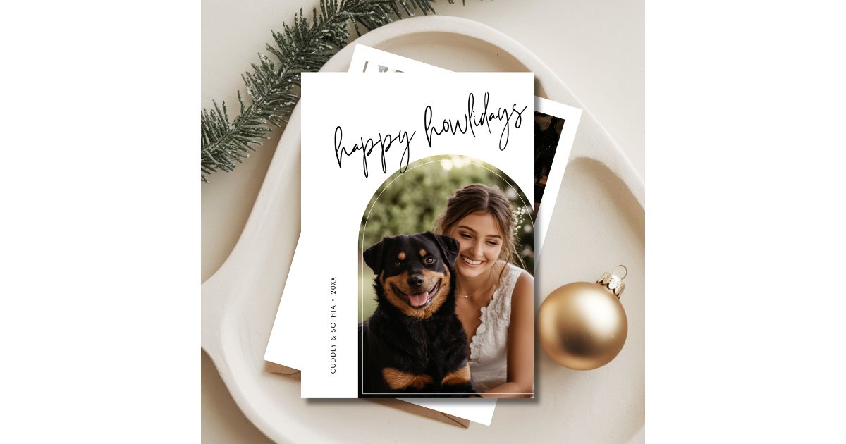 Script Happy Howlidays Pet Arch Photo Christmas Holiday Card | Zazzle
