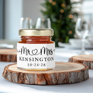Script Heart Arrow Mr Mrs Wedding Honey Jar Favors