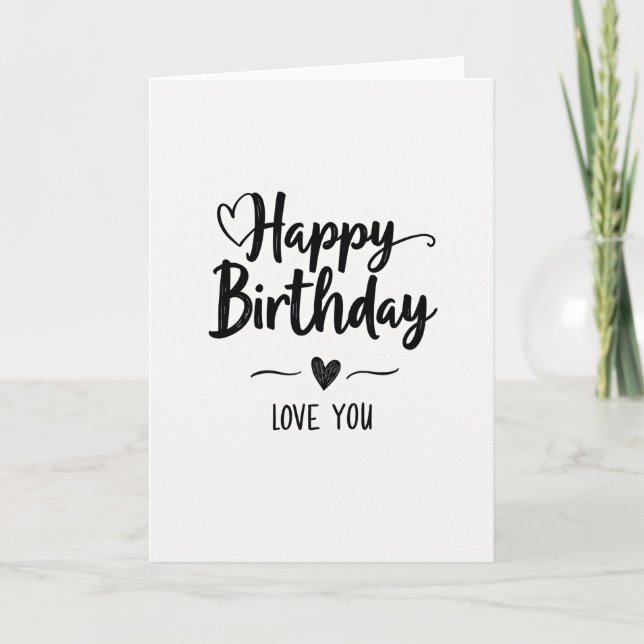 Script Heart Birthday Card (Front)