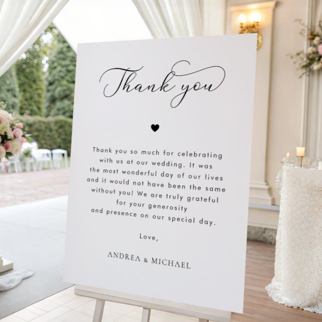 Script Heart Custom Thank You Message Wedding Sign (Creator Uploaded)