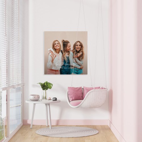 Script heart cute modern multi photo best friends faux canvas print