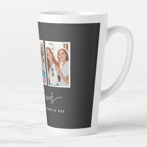 Script heart cute modern multi photo best friends latte mug