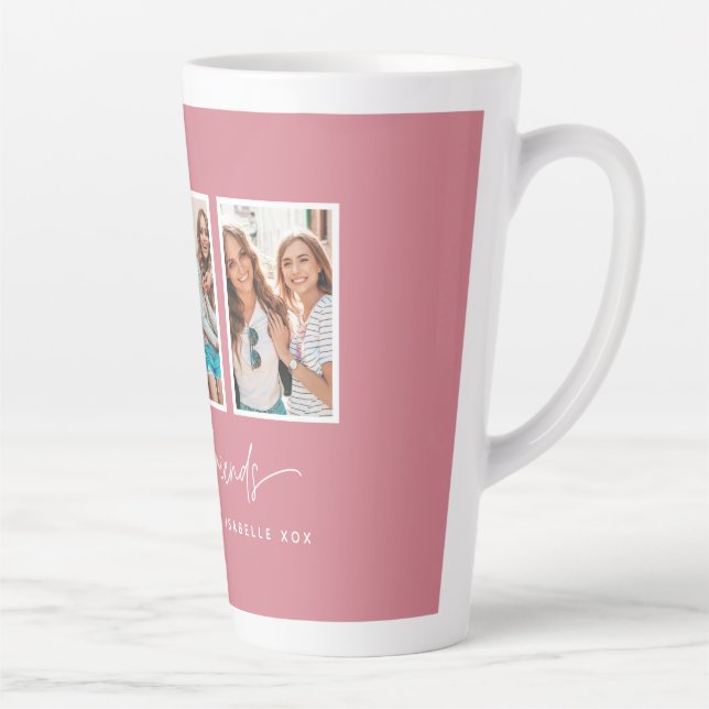 Script heart cute modern multi photo best friends  latte mug (Right)