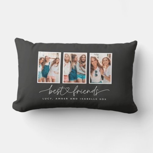 Script heart cute modern multi photo best friends  lumbar pillow