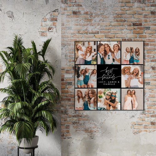 Script heart cute modern multi photo best friends poster