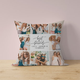 Script heart cute modern multi photo best friends throw pillow