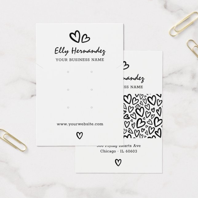 Script Heart Earring Necklace Jewelry Display Card (Office)