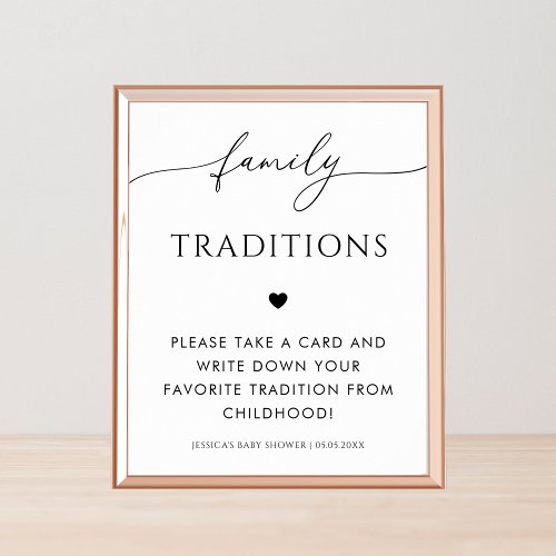 Script  Heart Family Traditions Baby Shower Sign