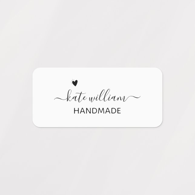 Script heart handmade by Iron on labels (Design 1)