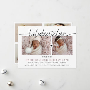 Script Heart Linked Photo Collage Holiday Card