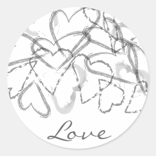 Script Hearts Classic Round Sticker