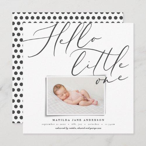 Script hello little one modern 1 photo typography  announcement