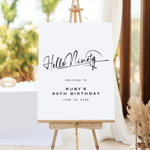 Script Hello Ninety Minimalist 90th Birthday Foam Board