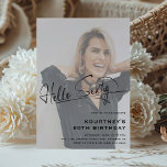Script Hello Sixty Minimal Photo 60th Birthday Invitation<br><div class="desc">Celebrate the big 6-0 in style with our minimalist 'Hello Sixty' birthday party invitations! Boasting a sleek typography script and a modern party template over a personalized birthday star photo,  these invites are sure to get everyone excited for your milestone celebration.</div>