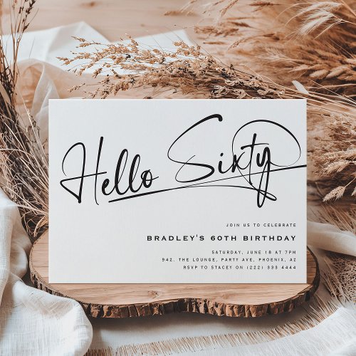 Script Hello Sixty Minimalist 60th Birthday