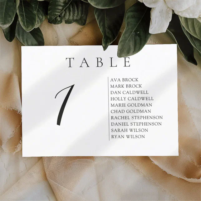 Script Horizontal Text Table Number Seating Chart | Zazzle