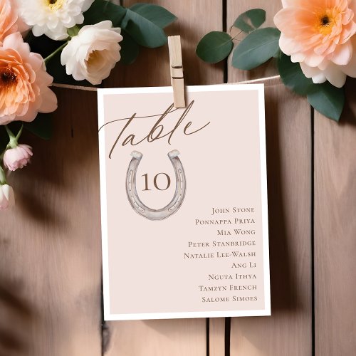 Script Horseshoe Table Number Seating Chart Cards